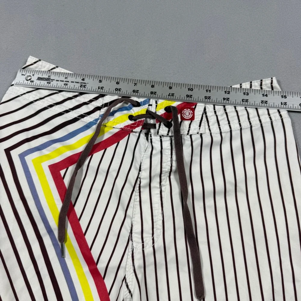 Element Board Shorts Mens 29 White Pinstripe Multi Color Graphic Skate Trunks